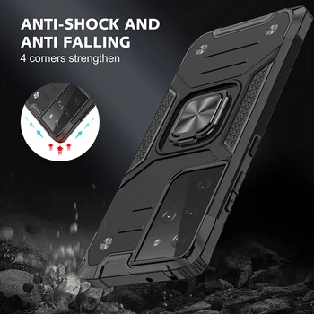 Shockproof Brnenie Telefón puzdro Pre Samsung Galaxy S21 S30 Plus Ultra Nárazník S Kovový Magnetický Krúžok Držiak do Vozidla PC ochranný Kryt