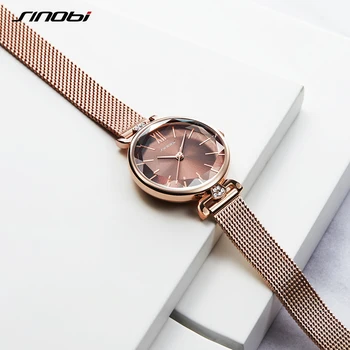 SINOBI Luxury Ženy Quartz Hodinky 6,5 MM ultra-tenké Nepremokavé Číselník náramkových hodiniek Pre Montre Femme 2021 Žena Náramok Hodiniek