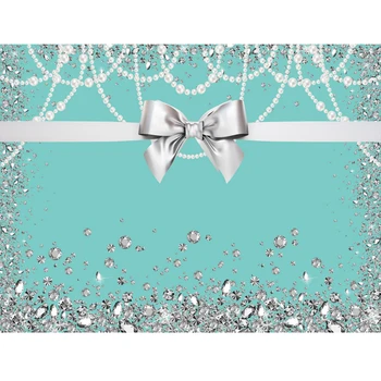 Sladké 16. Narodeniny, Party, Fotografovanie Udalostí Tiffany Blue Pearl Diamond Luk Strieborný Lesk Dekorácie, Foto Pozadia 52641
