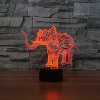 Slon Tvar 3D LED Lampa Zmena Farby Senzor Zviera 3D Nočné Svetlo Domov Miestnosti Dekorácie Atmosféru lampa Najlepšie Dieťa Darček 87649