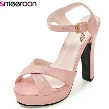 Smeeroon 2020 veľká veľkosť 33-43 elegantné pevné farba letná obuv jednoduchá pracka ženy pohodlné sandále sexy topánky platformu žena