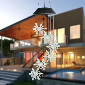 Solar-Powered Snowflake Tvar, Ľahké Nepremokavé Farebné Závesné Svietidlo pre Domáce Gadern Dekorácie LXY9