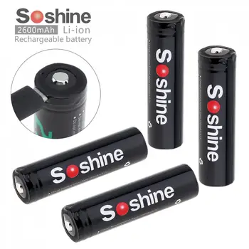 Soshine 4pcs 3,7 V 9.62 WH NCR 18650 2600mAh Li-ion Nabíjateľnú Batériu, s Micro USB Chránené a DC Nabíjanie Inteligentných Bunky