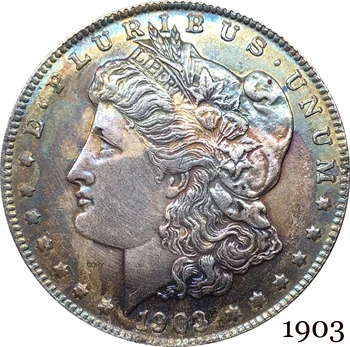 Spojené Štáty Americké 1903 Morgan Jeden Dolár NÁS Mince Slobody Cupronickel Strieborné Pozlátené V Boha veríme, Skopírujte Mince 17285