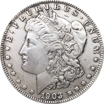 Spojené Štáty Americké 1903 Morgan Jeden Dolár NÁS Mince Slobody Cupronickel Strieborné Pozlátené V Boha veríme, Skopírujte Mince