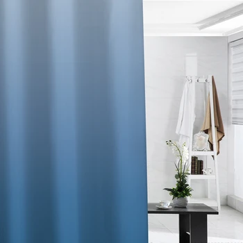 Sprchový Záves Modré Kúpeľňa Nepremokavé Gradient z Farebnej Tkaniny Sprchový Záves Hák s Krúžkom Pripojené, 72 Cm Dlhý,