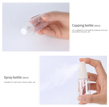 Sprej-Fľaša Jasné Kontajner Naplniteľné Kvapaliny Starostlivosti o Pleť-Prázdne Plastové Cestovné Mini make-up Fľaša na Kozmetické Prípade 8pcs/set S Bag