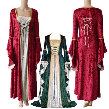 Stredoveké Šaty Halloween Kostýmy Cosplay Ženy Palác Ušľachtilý Dlhé Rúcha Dávnych Bell Rukáv Kostým Princezná Šaty C65C28