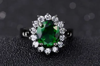 SuoHuan Veľkosť 6-10 Vintage Prstene Pre Ženy Zeleným Zirkónom Kameň Crystal Black Gold Plné Ženské Party Fashion Prstene, Šperky Darček