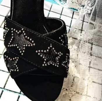 Superstar láska väčšina žien topánky na vysokom podpätku sandále típat prst hviezdy dekorácie slingbakcs vysokej námestie päty topánky novej strany sandále