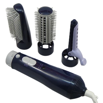 Sušič na vlasy Stroj 3 V 1 Multifunkčné Vlasy Styling Nástroje, sušič vlasov Pro Vlasy Curler Straightener na Vlasy Prečesať Kefou EÚ Plug(Modrá)