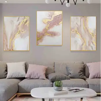 Svadobné dekoratívne stene visí obraz ružové a zlaté Ručné abstraktnú olejomaľbu na plátne výzdobu pre obývacia izba
