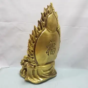 Svadobné dekorácie Čínsky Fengshui Seikos bronz, mosadz zadarmo Guanyin Bódhisattva socha Podsvietený Fuzi Sochy Guanyin