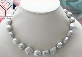 Svadobné Ženy Šperkov Náhrdelník 11-13mm Barokový gray Pearl Choker Náhrdelník Prírodné Sladkovodné Perly 11537