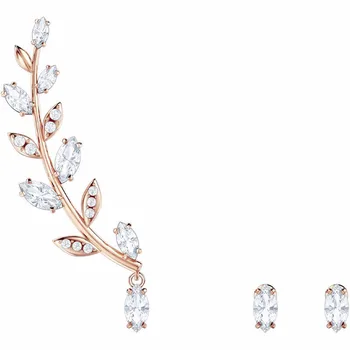 SWA Módy Klasické Nové MAYFLY Dámy Prebodol Náušnice Rose Gold Leaf Elegantné Crystal Dámske Šarm, Luxus Romantické Šperky