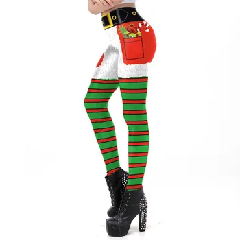 SWEOLSO 2018 Nový Hot Ženy na Vianoce Legíny Multicolor Pruhom Vytlačené Módne Festival Oblečenie Žien Slim Nohavice Push Up