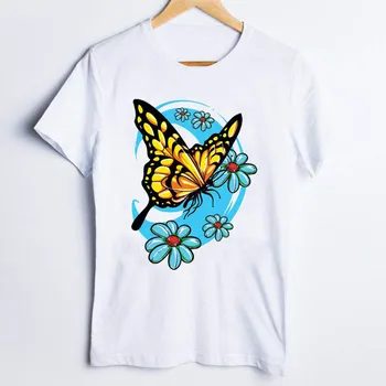 Tees pre Ženy Tlač Cartoon Motýľ 90. rokov Dovolenke Cestovná Kancelária Roztomilý Dámske Šaty Lady Topy Oblečenie Žien T T-Shirt
