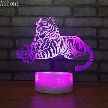 Tiger 3D stolná Lampa Baby Touch Ovládania 7 Farby Akrylové Nočné Svetlo USB Dekoratívne Deti Vianočné Darčeky