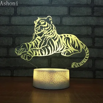 Tiger 3D stolná Lampa Baby Touch Ovládania 7 Farby Akrylové Nočné Svetlo USB Dekoratívne Deti Vianočné Darčeky