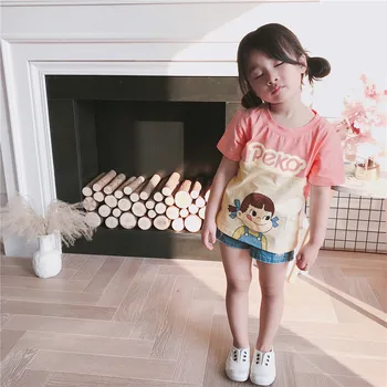 Tonytaobaby Nové Letné Šaty, Nové Chlapci a Dievčatá Jednoduchý Cartoon Bavlna T-shirt