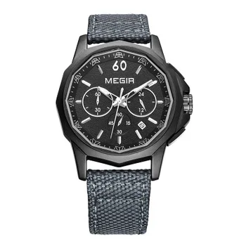 Top módne Značky Luxusné MEGIR Sledovať Nové Kožené Nepremokavé Hodinky Mužov Zápästie Luxusné náramkové hodinky Quartz Chronograf 46203