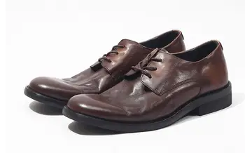 Top vysoká Kola prsty Derby topánky Ručne vyrábané Originálne Kožené pánske topánky Anglicko Štýle Retro topánky pre mužov 33546