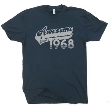 Topy Cool Tričko Úžasné Od roku 1968 T Shirt Zábavné 50. Narodeniny Darček pre Pánske Dámske Vintage Čaj O-Neck Tričko Homme