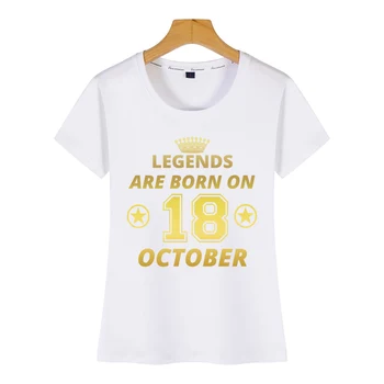 Topy T Shirt Ženy legendy narodil geschenk geburtstag októbra 18 Móde Vintage Vlastná Žena Tričko