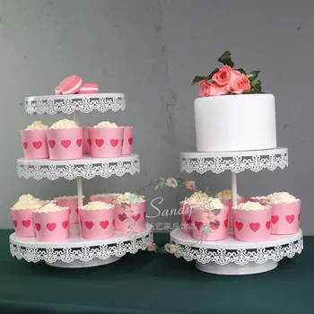 Tortu stojan/cake zásobník s čipkou a sklo carystal pre svadobné dekorácie