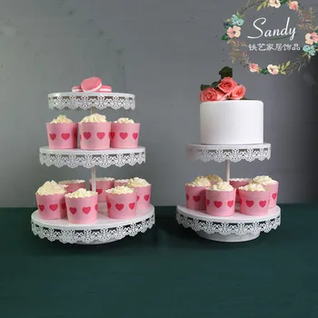 Tortu stojan/cake zásobník s čipkou a sklo carystal pre svadobné dekorácie