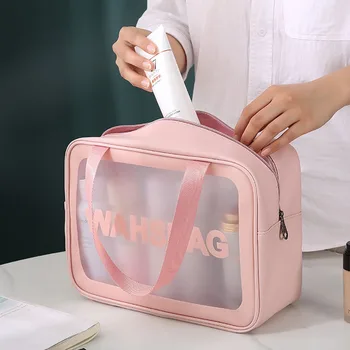 Transparentné 3ks make-up Wash Bag Veľkú Kapacitu Pvc Vaňa Taška Priesvitné Matné Prenosný Úložný Vak