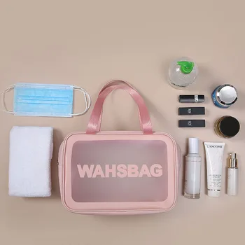 Transparentné 3ks make-up Wash Bag Veľkú Kapacitu Pvc Vaňa Taška Priesvitné Matné Prenosný Úložný Vak