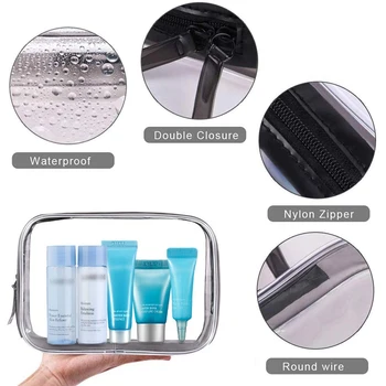 Transparentné PVC Kúpeľ Kozmetická Taška tvoria Organizátor Skladovanie Vaňa Toaletná Wash Bag Cestovné Zips make-up Toaletná Skladovanie Auta