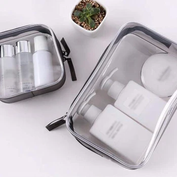Transparentné PVC Kúpeľ Kozmetická Taška tvoria Organizátor Skladovanie Vaňa Toaletná Wash Bag Cestovné Zips make-up Toaletná Skladovanie Auta