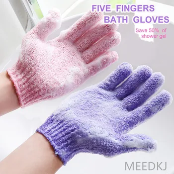 Trenie uterák magic exfoliačný rub-free elastické silné trenie blato päť prstov kúpanie rukavice masáž a peeling tela