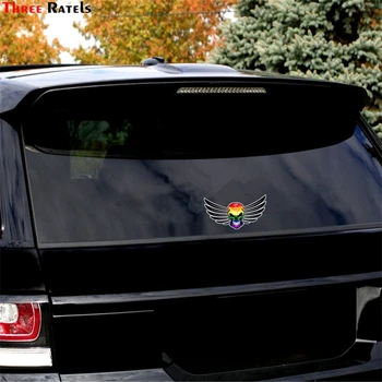 Tri ratels FTC-787# 20X10.7 CM GOTICKÝ LEBKA S Krídlami Motív & Gay Pride LGBT Dúhová Vlajka Externé Vinyl Auto Nálepky