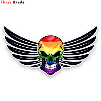 Tri ratels FTC-787# 20X10.7 CM GOTICKÝ LEBKA S Krídlami Motív & Gay Pride LGBT Dúhová Vlajka Externé Vinyl Auto Nálepky