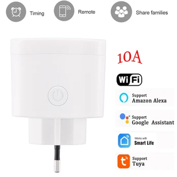 Tuya WiFi EÚ Smart Plug 10A AC 100-240V Adaptér, Smart Home Bezdrôtové Diaľkové Ovládanie Hlasom Časovač Zásuvka Pre Domovská stránka Google Alexa