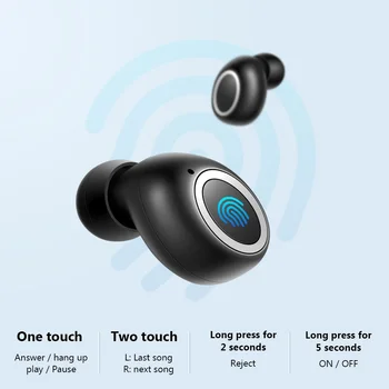 TWS Bezdrôtová 5.0 Mini Športové Touch Slúchadlá Slúchadlá Stereo Headset