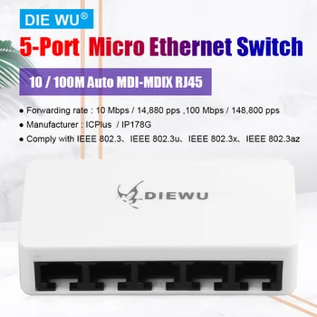 TXE108 5 Port 10/100Mbps MINI fast Ethernet Switch MICRO USB powered Ploche Siete Prepne Adaptér,Auto MDI-MDIX RJ45