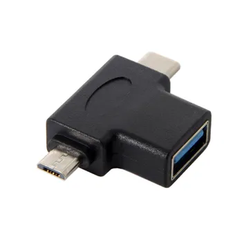 Typ-C, USB 3.1 a Micro USB Combo USB 2.0 Žena OTG Údaje Hostiteľský Adaptér Konektor pre Mobilný Telefón & Chrome knihy & Mac book