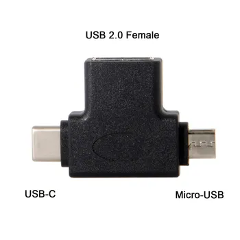 Typ-C, USB 3.1 a Micro USB Combo USB 2.0 Žena OTG Údaje Hostiteľský Adaptér Konektor pre Mobilný Telefón & Chrome knihy & Mac book