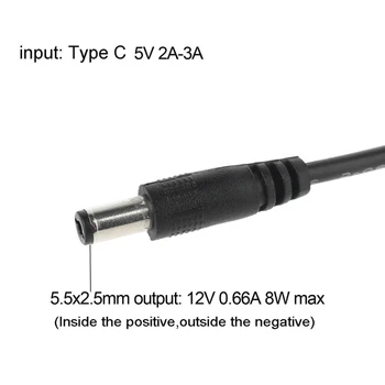 Typ C USB 5V C k 12V 8W 5.5x2.5mm Conveter Zvýšiť Napätie Napájací Kábel pre Wifi Router LED Pásy Svetla a viac 29216