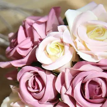 Umelé Kvety, Kytice Falošné Rose Hodváb Plastové Kvetinové Ozdoby na Svadobné Kytice pre Domáce Záhradné Party, Svadobná Výzdoba