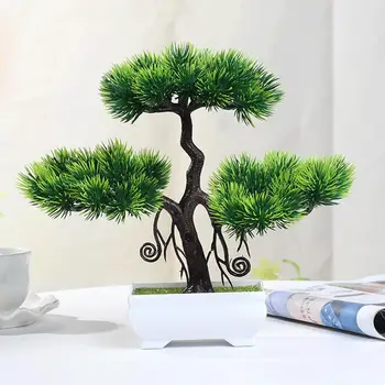 Umelé Rastliny Bonsai Strom Simulované Príjemné Borovica Bonsai Domov Plastové Stolové Dekorácie Interiérov Zelená Rastlina