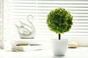 Umelé Rastliny Loptu Bonsai Falošné Strom+váza nastaviť Dekoratívne Zelená Plastové Rastlín Pre Domáce Dekorácie Záhrada Dekor