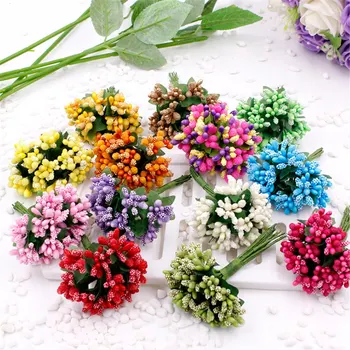 Umelé Stamen kvetinové kytice pre Svadobné Box Scrapbooking Dekorácie DIY vence remesiel Kvety 12pcs/set 41646