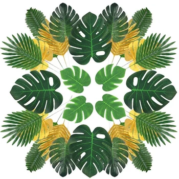Umelého Palmového Lístia,68PCS Tropická Rastlina s Faux Monstera Listy, Stonky Simulácia Safari Listy pre Havajskej Párty