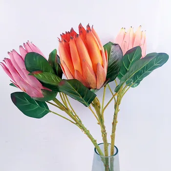 Umelý Kvet Afrike Protea Cynaroides Luxusné Hodvábne Kráľ Kvety Pobočiek Falošné Flores pre Domáce Dekorácie Veniec Rastliny
