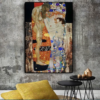 Umenie, Obrazy Troch Vekových kategórií Ženy, Gustav Klimt Olej Maľovanie na Stenu Umelecké Plátno Rámovanie Plagátov Obývacia Izba maľovať Obrázky